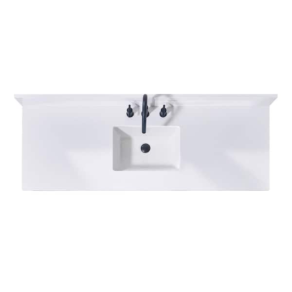 Altair Andalo 61 in. W x 22 in. D Engineered Stone Composite Vanity Top in Snow White with White Rectangular Single Sink
