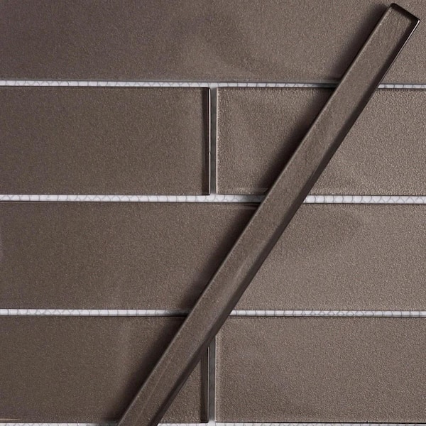 Cosmos 0.6 in. x 12 in. Cedar Brown Glass Glossy Pencil Liner Tile Trim (0.5 sq. ft./case) (10-pack)
