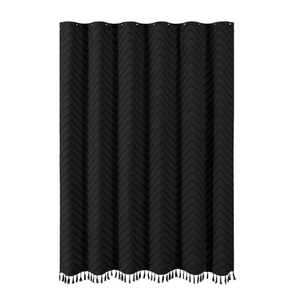 Boho Farmhouse Shower Curtain Tufted Chevron Striped Textured Tassel 72 x 72 Water Repellent Minimalist Set Black Fabric price history on PriceWatchPro