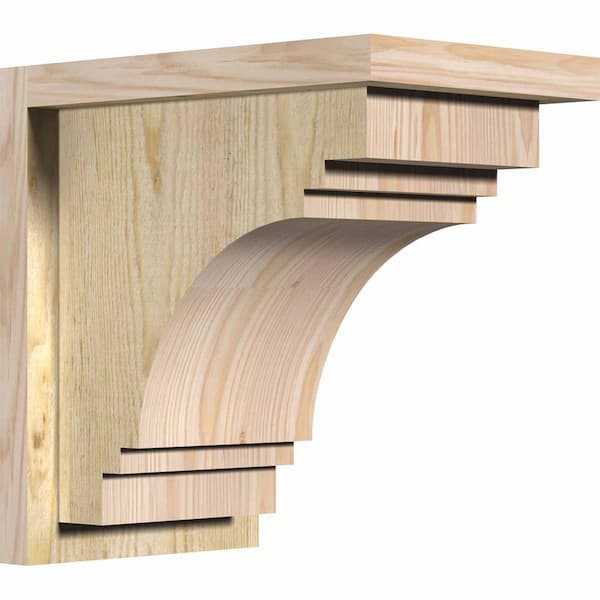 Ekena Millwork 8 in. x 12 in. x 12 in. Douglas Fir Pescadero Rough Sawn Corbel with Backplate