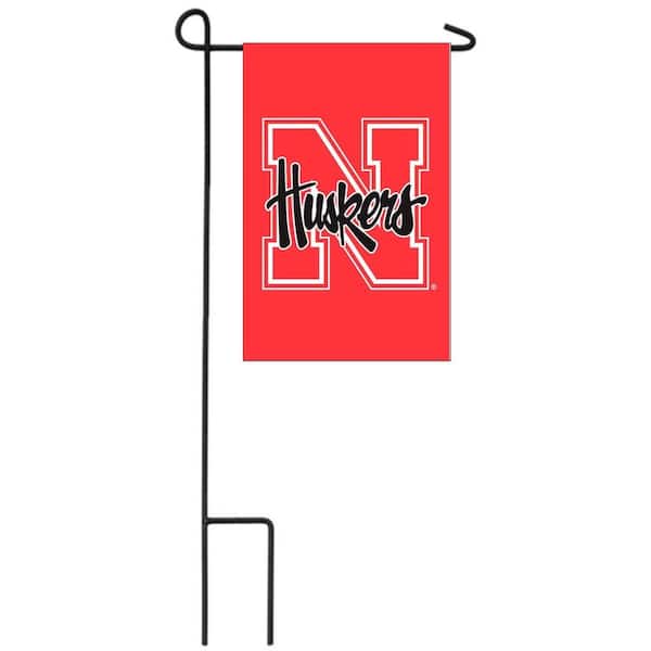 1 ft. x 1-1/2 ft. University of Nebraska 2-Sided Garden Flag with 3-2/3 ft. Metal Flagpole