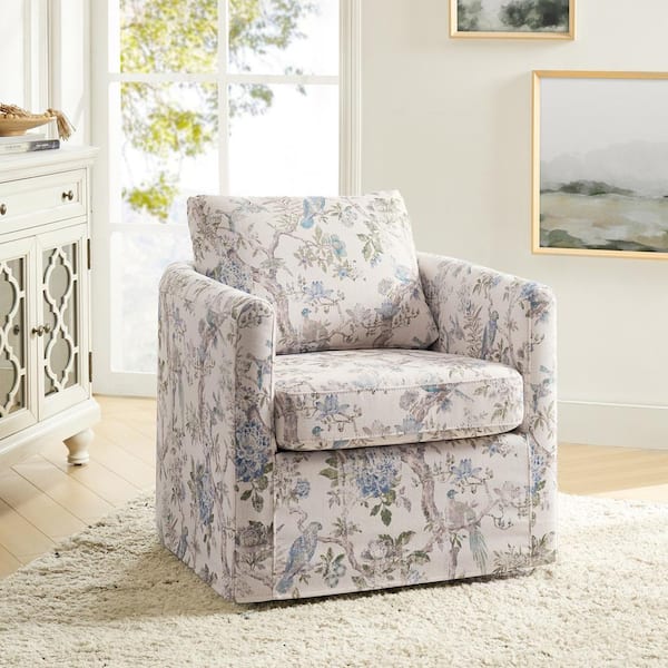 Jayden Creation Benjamin Bird Modern Slipcovered Upholstered Swivel