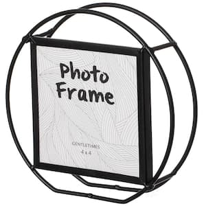 4 in. x 6 in. Black Modern Circle Shape Metal Decor Photo Picture Frame for Tabletop Display