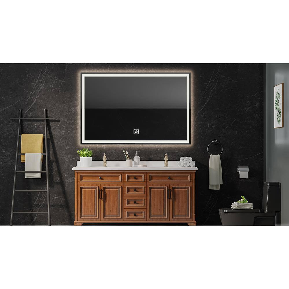 40 in. W x 32 in. H Rectangular LED Anti-Fog Frameless Dimmable Wall ...