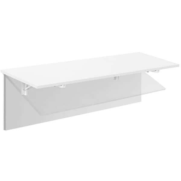 30 in. or 45 in. Rectangular White Wall Mounted Drop Leaf Desk and Workbench for Home Office, Laundry Room, Garage