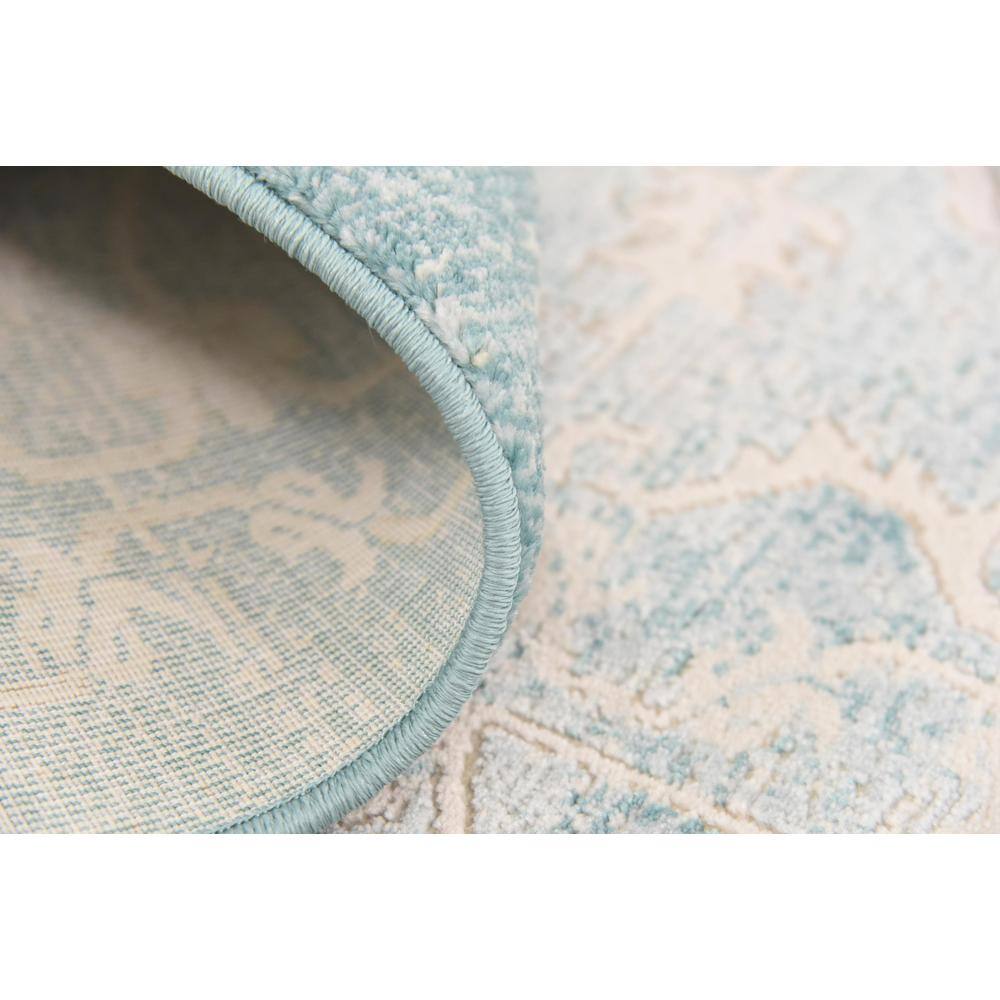 Elegant Light Blue and Ivory Abstract Indoor Area Rug, 7' x 10'