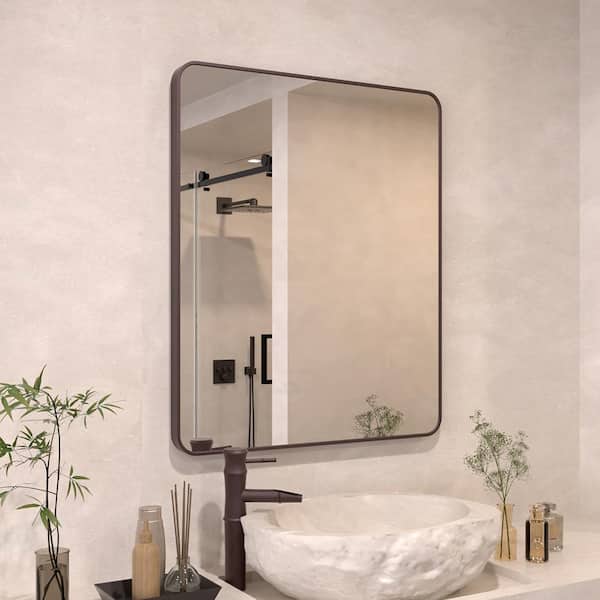 FAMYYT 30 in. W x 36 in. H Rectangle Framed Vertically/Horizontally Wall Bathroom Vanity Mirror in Oil-Rubbed Bronze