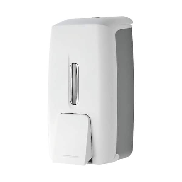9 in. L x 4 in. W x 4 in. H Wall Mount Adhesive Commercial Soap Dispenser, Hand Sanitizer Dispenser for Bathroom, White