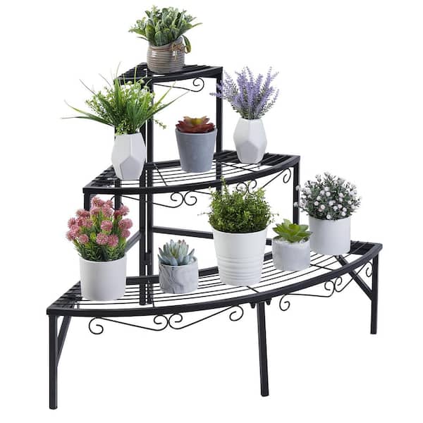 AESOME 23 in. Metal Corner Plant Stand Indoor 3-Tier Ladder Plant