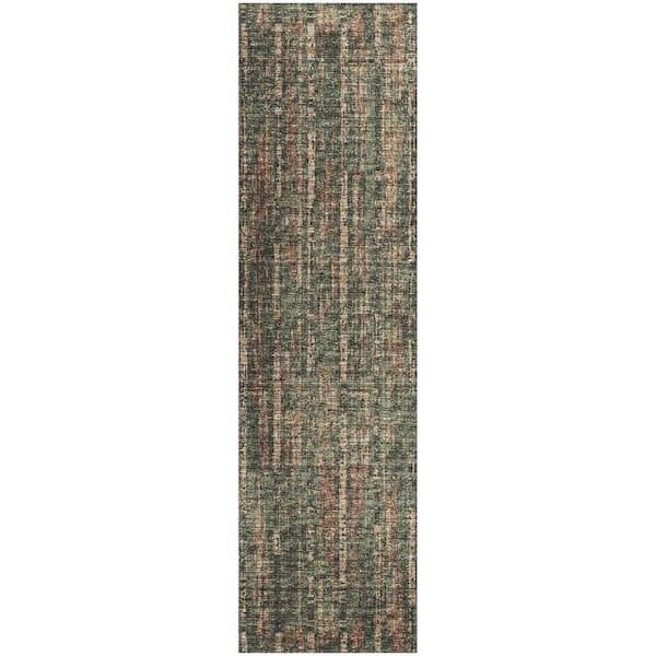 Addison Rugs Rylee Green 2 ft. 3 in. x 7 ft. 6 in. Geometric Indoor/Outdoor Area Rug
