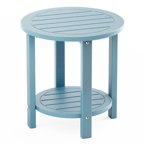 Mximu 16.9 in. H Blue Round Double Layer Plastic Adirondack Outdoor Side Table