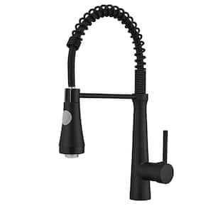 Single Handle No Sensor Pull Down Sprayer Kitchen Faucet with LED in Matte Black