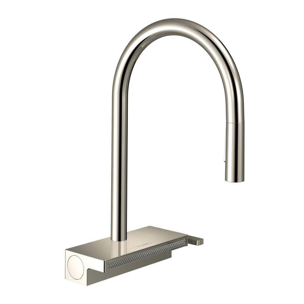Polished Nickel High Arc Kitchen Faucet with Pull-Out Spray