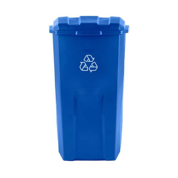 Roughneck 45 Gal. Vented Blue Wheeled Recycling Trash Container