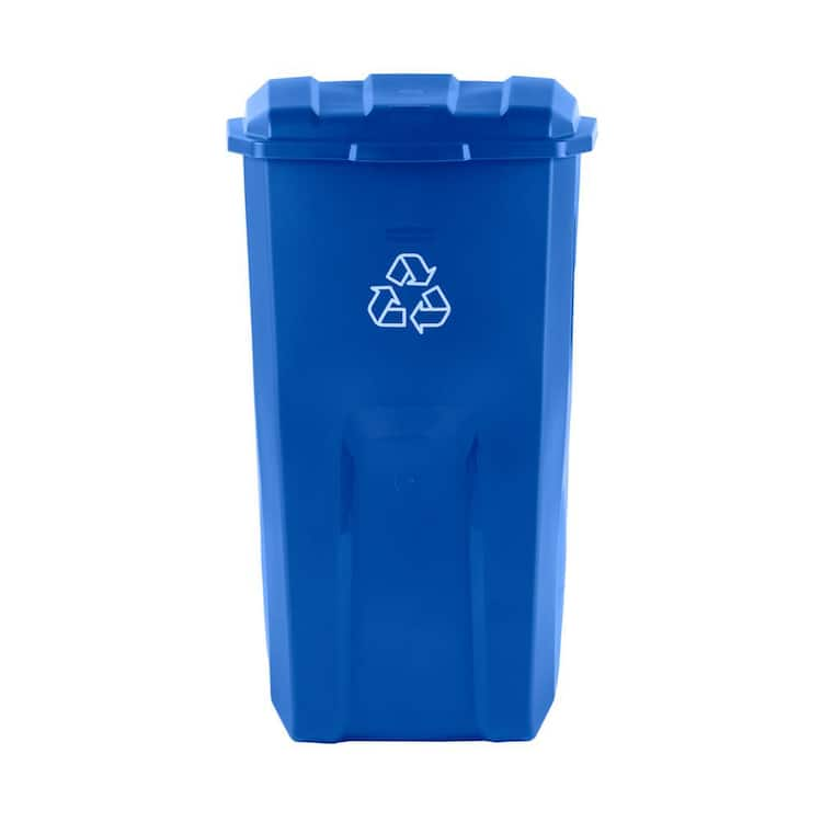 Rubbermaid Roughneck 45 Gal. Vented Blue Wheeled Recycling Trash Container