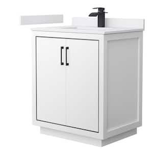 Icon 30 in. W x 22 in. D x 35 in. H Single Bath Vanity in White with White Cultured Marble Top