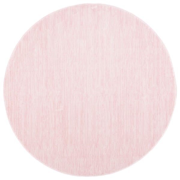 Vision Pink 5 ft. x 5 ft. Solid Marle Round Area Rug