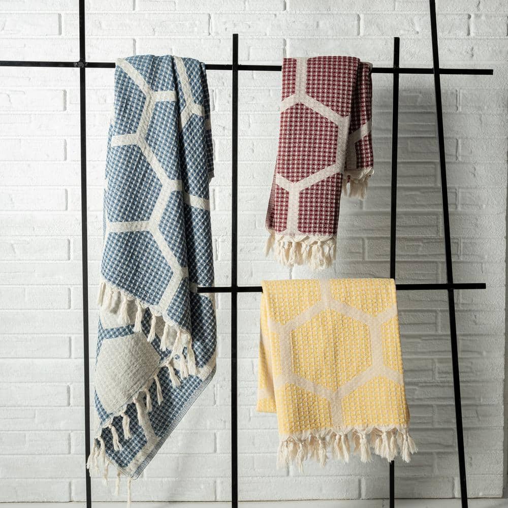 Blue and Cream Organic Cotton Reversible Throw Blanket