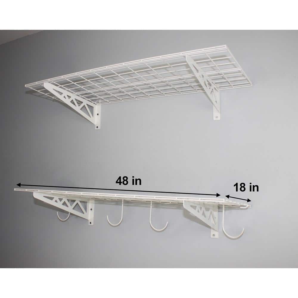 White Powder Coated Heavy Duty Garage Wall Shelf Set