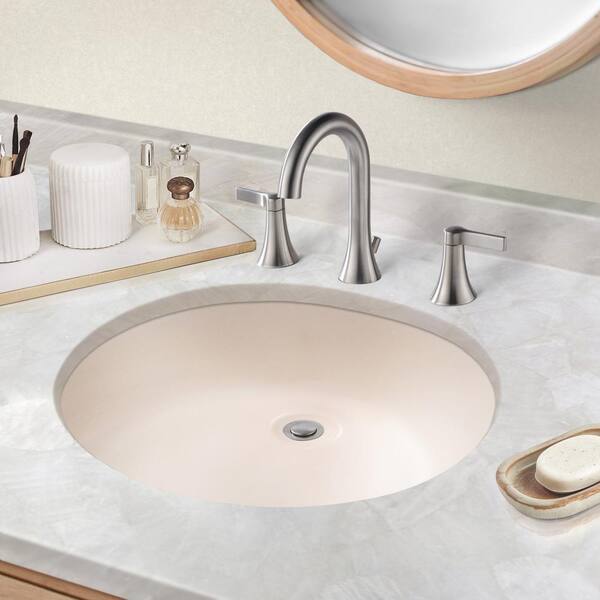 CHESHIRE 19 in . Undermount Oval Bathroom Sink with Overflow Drain