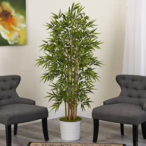 Nearly Natural 64 in. Bamboo Artificial Tree with Natural Bamboo Trunks in  Boho Chic Handmade Natural Cotton Woven Planter with Tassels T2887 - The  Home Depot