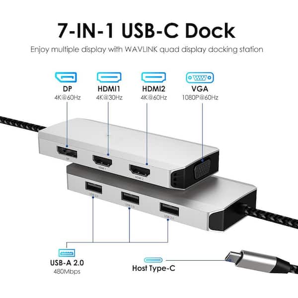 OBJLGEV USB C Docking Station Dual HDMI Display Port VGA Adapter