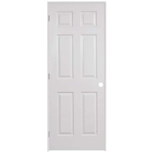 Steves & Sons 6-Panel 36 in. x 80 in. Right-Hand Textured Hollow Core White Primed Composite SJ Single Prehung Interior Door