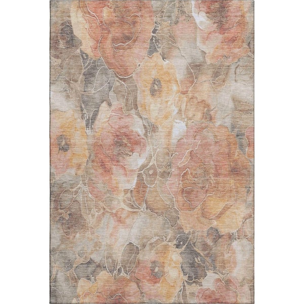 Mayfield Premium Machine Washable Abstract AMF1859 Peach 9 ft. x 12 ft. Area Rug