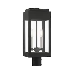 York 2-Light Black Cast Brass Hardwired Outdoor Rust Resistant Post Light with No Bulbs Included