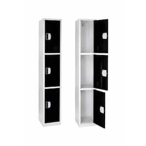 3-Tier 72 in. H Steel Commercial Storage Locker Cabinet with Digital Combination Locks in Black