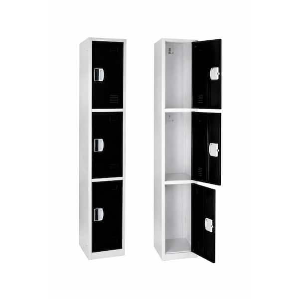 3-Tier 72 in. H Steel Commercial Storage Locker Cabinet with Digital Combination Locks in Black