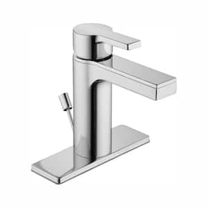 Modern Contemporary Single Hole Single-Handle Low-Arc Bathroom Faucet in Chrome