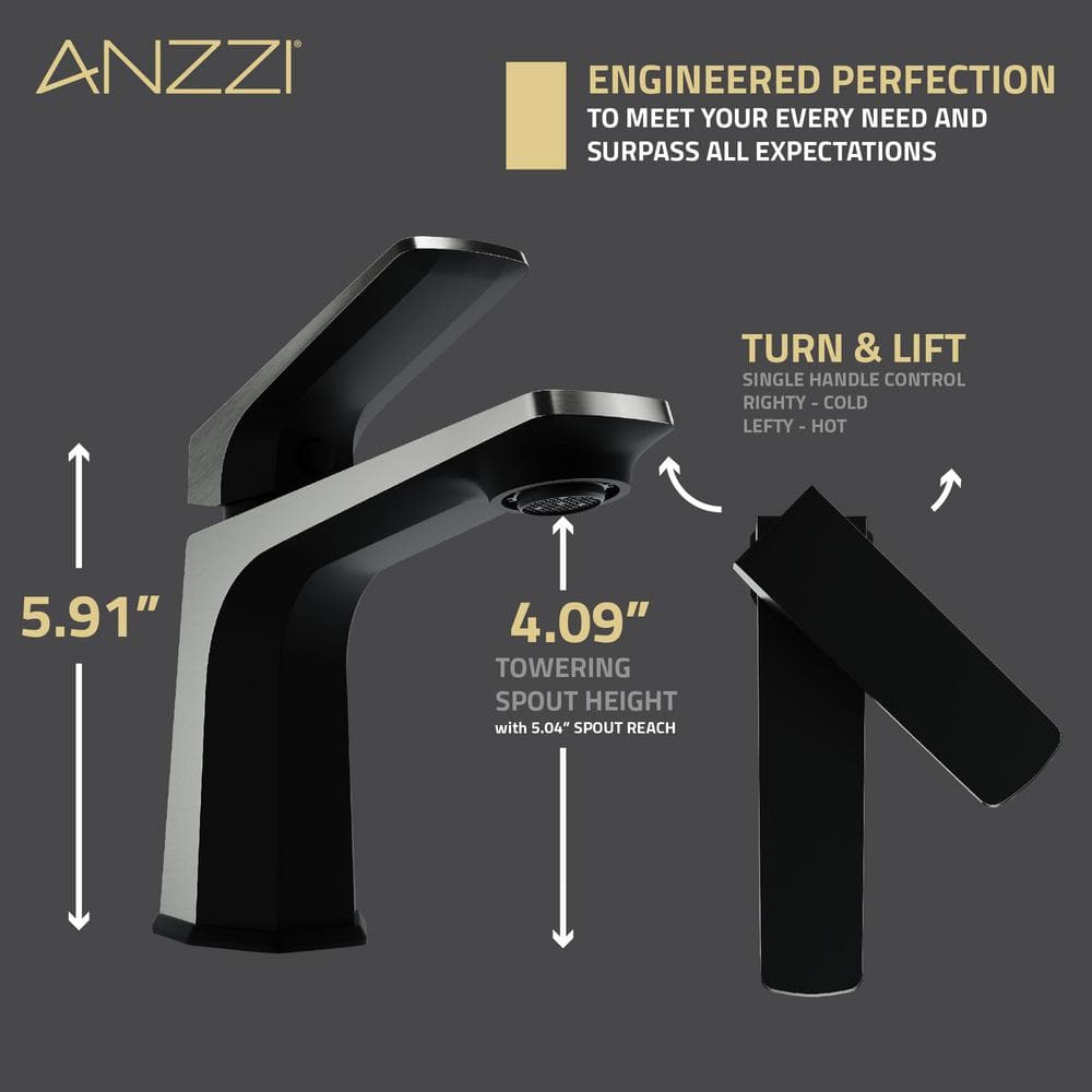 Matte Black and Brushed Nickel Single Handle Bathroom Faucet