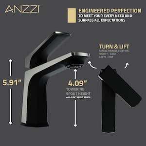Single-Handle Single-Hole Bathroom Faucet with Pop-Up Drain in Matte Black and Brushed Nickel