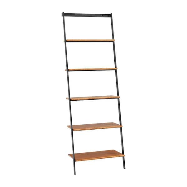 Unbranded Beckett 76 in. Tall Copper Bamboo 5-Shelf Standard Bookcase