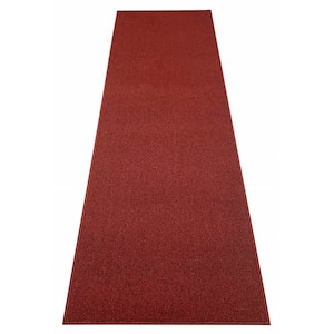 Rubber Collection Solid Red 36 in. Width x Your Choice Length Custom Size Runner Rug
