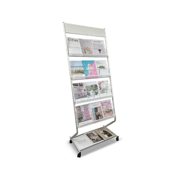 Black 12.5 in. x 46 in. Metal Freestanding Magazine Rack