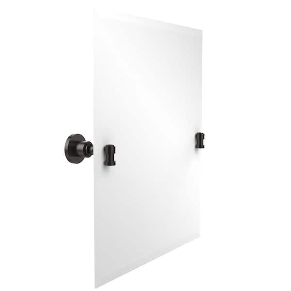 Allied Brass Washington Square Collection 21 in. x 29 in. Frameless Oval Single Tilt Mirror with Beveled Edge in Oil Rubbed Bronze