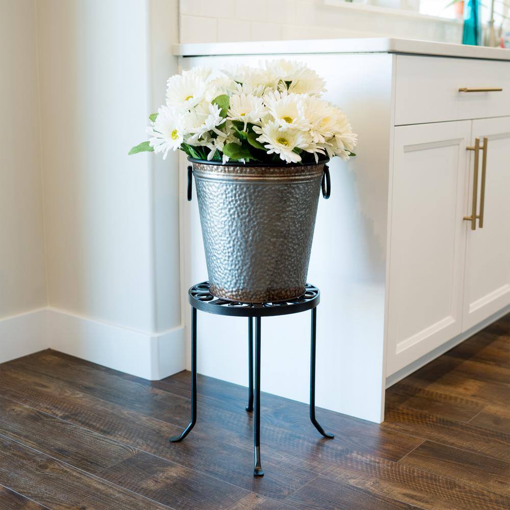 Graphite Wrought Iron Round Trivet Plant Stand