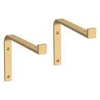 8.27 in. Painted Brushed Brass Steel Wraparound Decorative Shelf Bracket (2-Pack)
