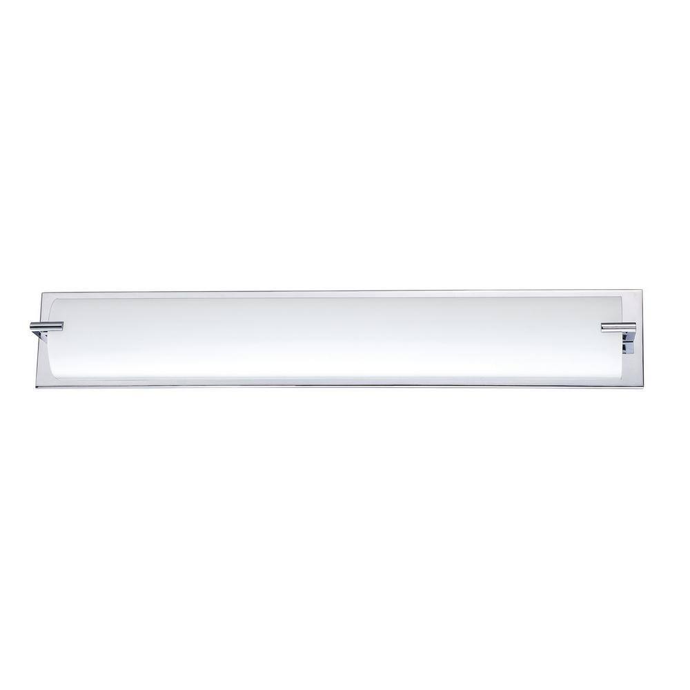 Chrome 5-Light Vanity Bar with White Glass Shade