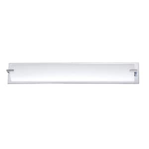 PARAMOUNT 30 in. 5 Light Chrome, White Vanity Light with White Glass Shade