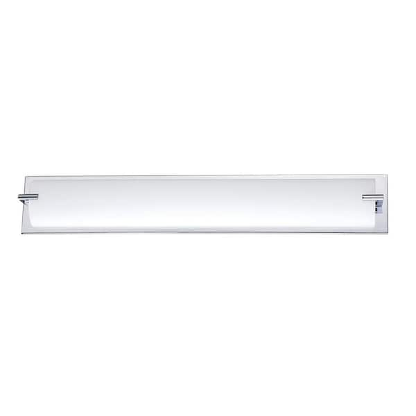 Kendal Lighting PARAMOUNT 30 in. 5 Light Chrome, White Vanity Light with White Glass Shade