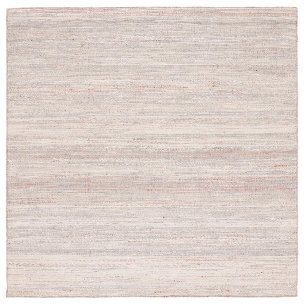 SAFAVIEH Natural Fiber Gray/Red 6 ft. x 6 ft. Abstract Distressed Square Area Rug