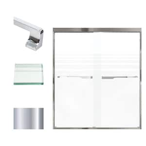 Frederick 59 in. W x 70 in. H Sliding Semi-Frameless Shower Door in Polished Chrome with Frosted Glass