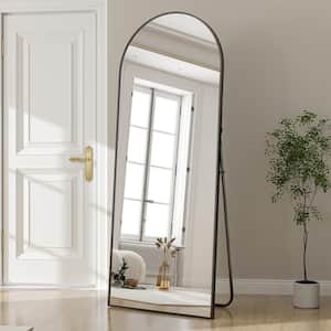 24 in. W x 65 in. H Arched Classic Black Aluminum Alloy Framed Oversized Full Length Mirror Floor Mirror