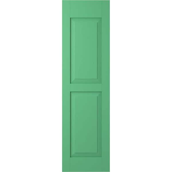 Ekena Millwork 18 in. W x 50 in. H Americraft 2-Equal Flat Panel Exterior Real Wood Shutters Pair in Lily Pads