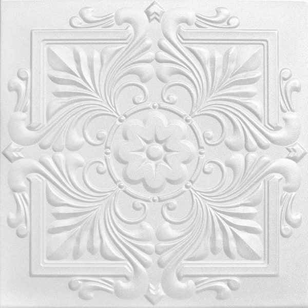 A La Maison Ceilings Victorian Plain White 1.6 ft. x 1.6 ft. Decorative Foam Glue Up Ceiling Tile (259.2 sq. ft./case)