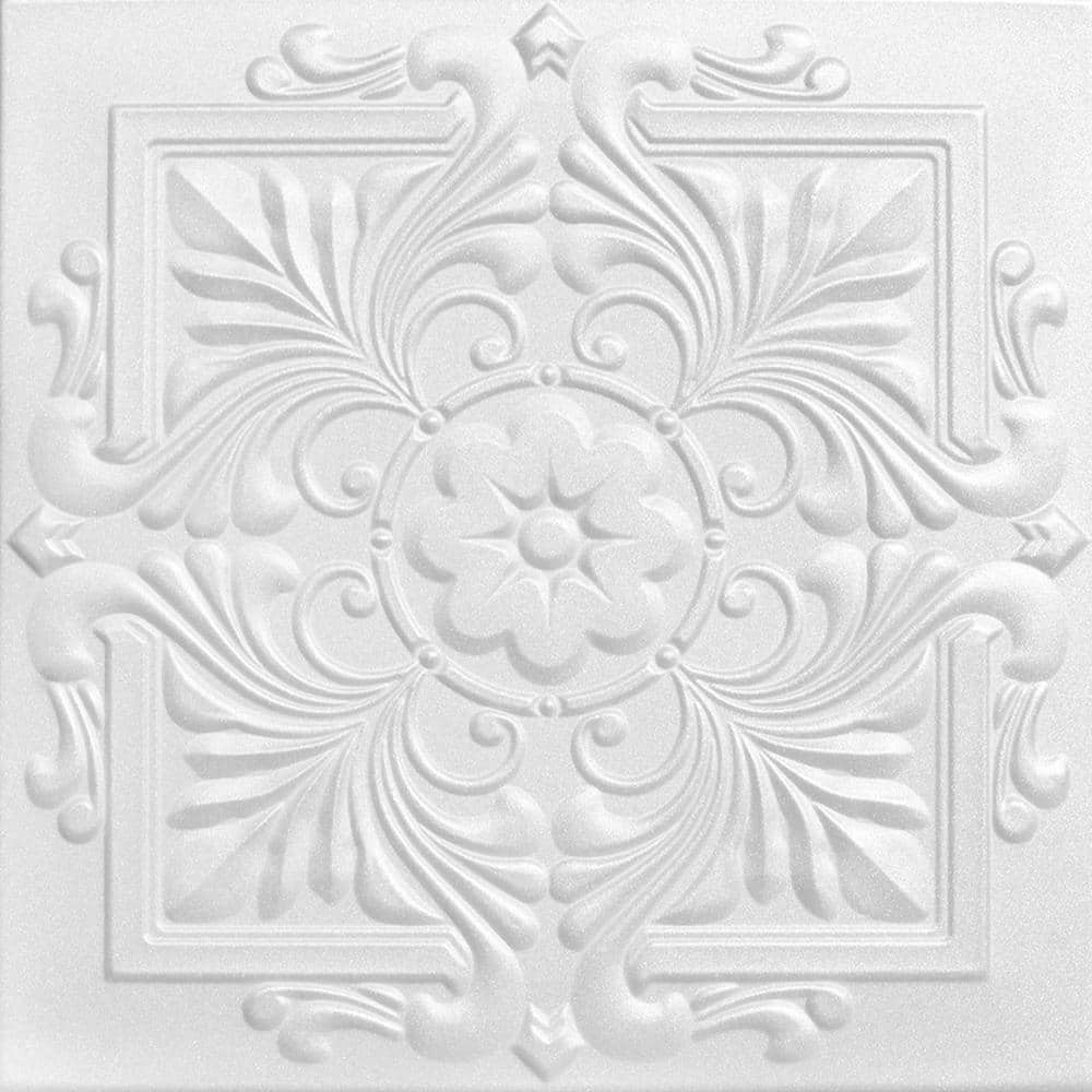 Victorian Ultra Pure White 1.6 ft. x 1.6 ft. Decorative Foam Glue Up Ceilin