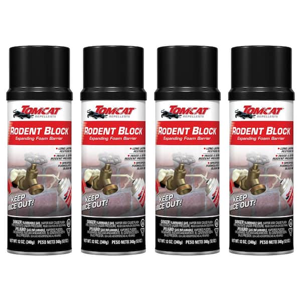 Repellents Rodent Block Expanding Foam Barrier 12 oz. Indoor and Outdoor Foam Sealant for Mouse Prevention (4-Pack)